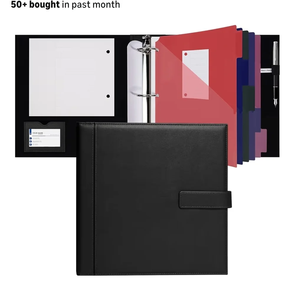 Black Leather Binder Organizer
